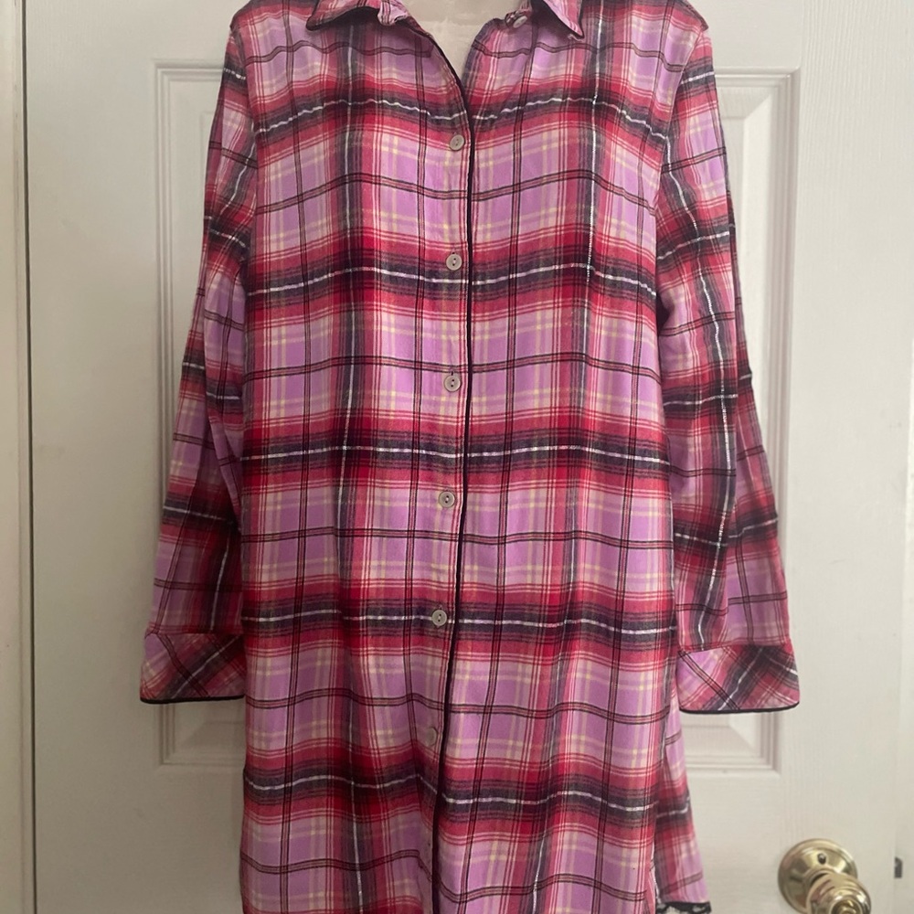 Victoria's‎ Secret Pink and Red Plaid Nightshirt Size Large